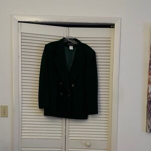 Elegant Dark Green Double-Breasted Blazer